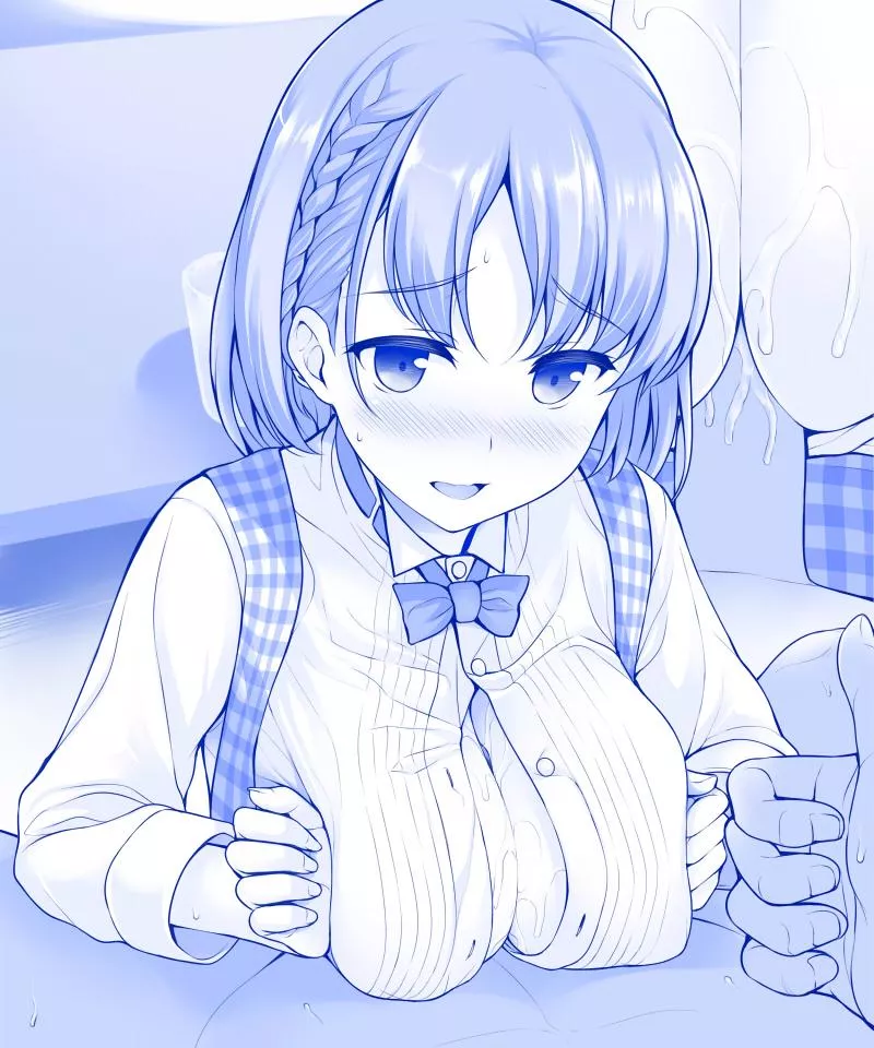 Ai-chan got aroused while pleasuring her manager with her bosomy tits [Getsuyoubi no Tawawa] (uni8) posted by ecchi_neko