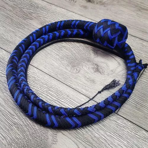 Custom Snake whip 4ft 16 Plait Blue Nylon Paracord Flogger Bull Vegan BDSM posted by BallisticFetishGear