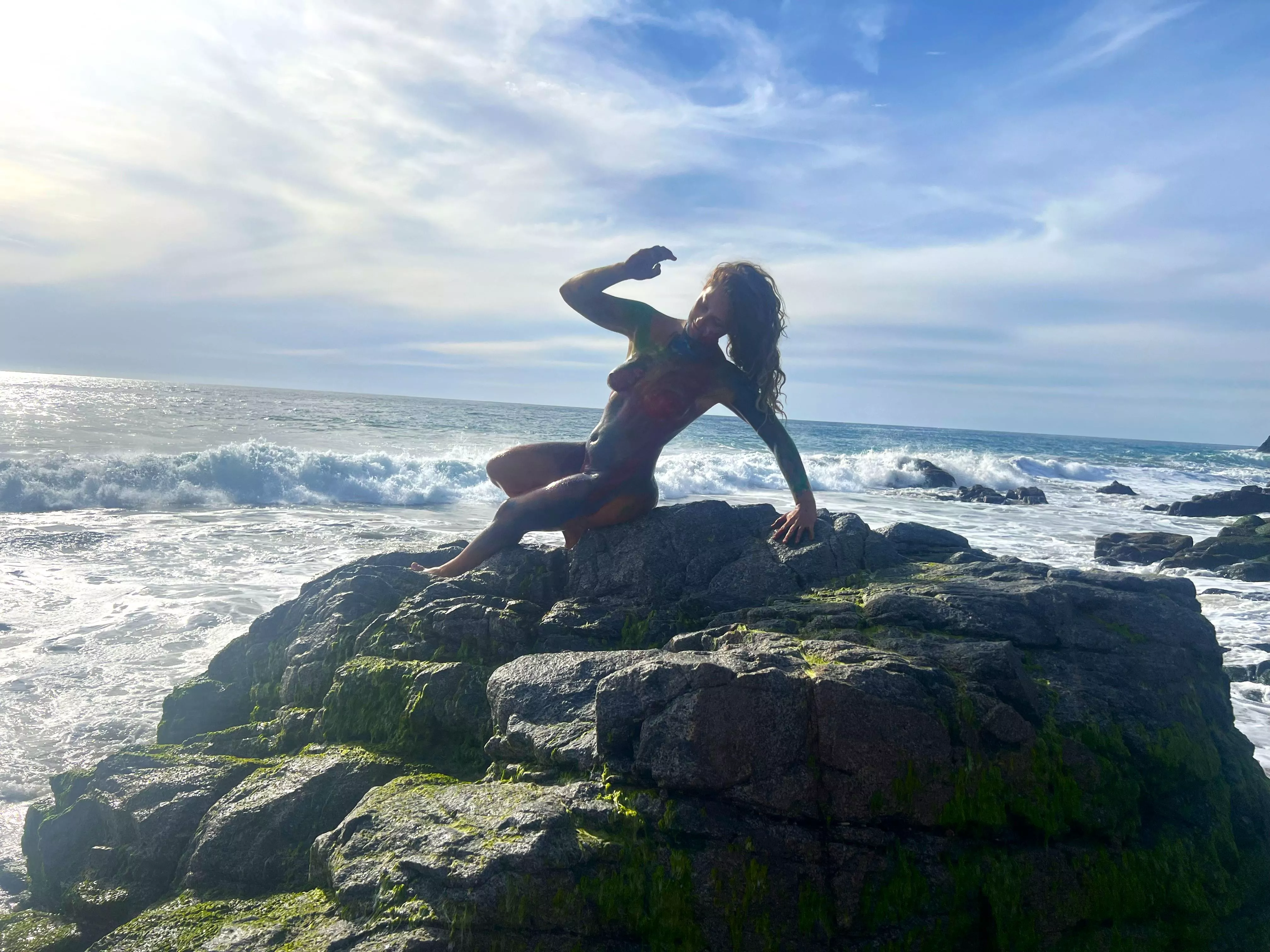 Don't try this at home! Nude rock scrambling on slippery moss posted by paintwithbabeross