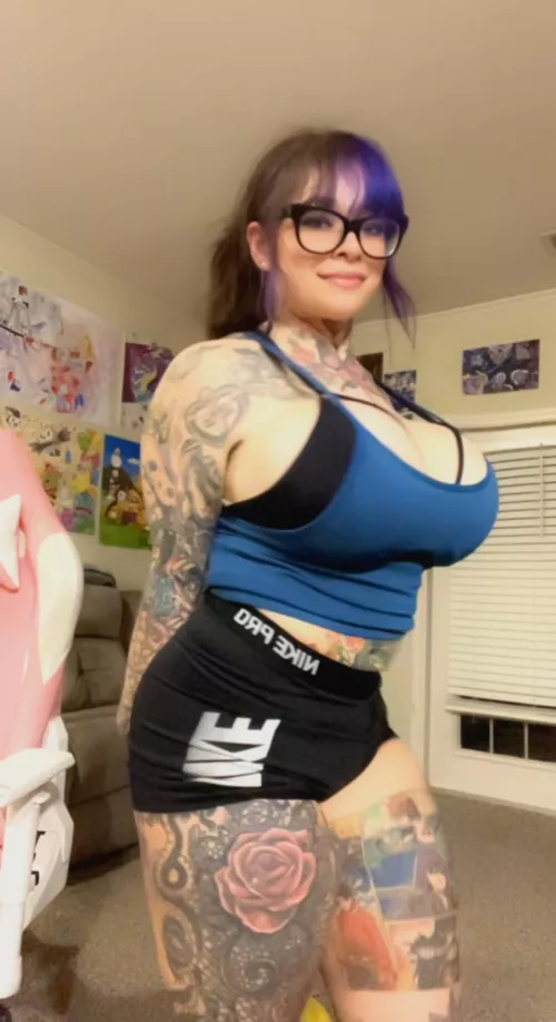What would you do if you saw a big tiddy goth mommy at the gym dressed like this? by inkedcosplaygirl