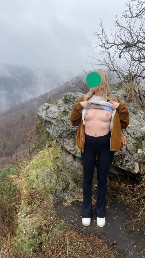 A morning hike after letting guys from the bar suck my tits all night  by leloblondie