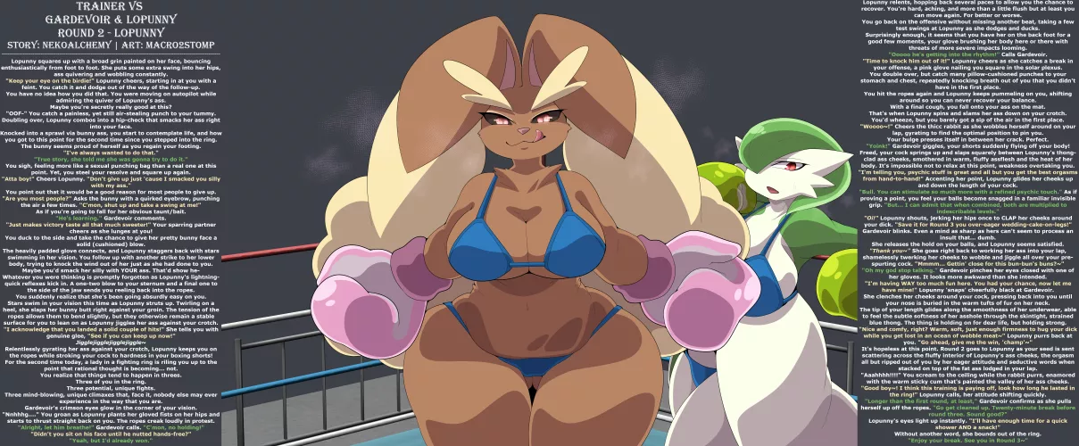 Trainer VS - Round 2 - Lopunny [M/F] [Pokemon] [Human x Anthro] [Official Collaboration] [Femdom] [Boxing] [Sexual Fighting] by xSubjectAlphax