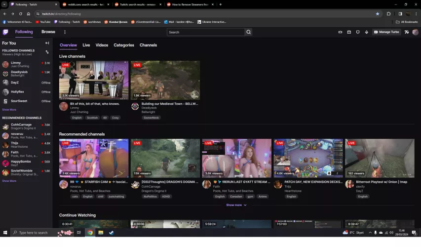 Booty streamers randomly pops up on recommended and you have to add a 3rd party extension to get rid of the whole section because you cant remove certain channels is disgustingly annoying by Zimfox