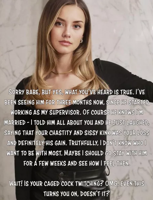 Cuckolding at its most cruel, and yet even the risk of losing her excites you, doesn’t it?  by biffa_b_