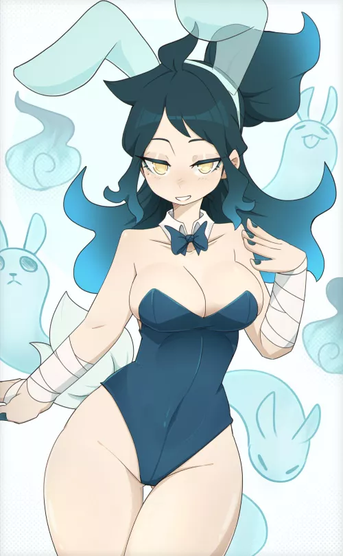 Ghost Bunny smirking at the screen by LafterMastr