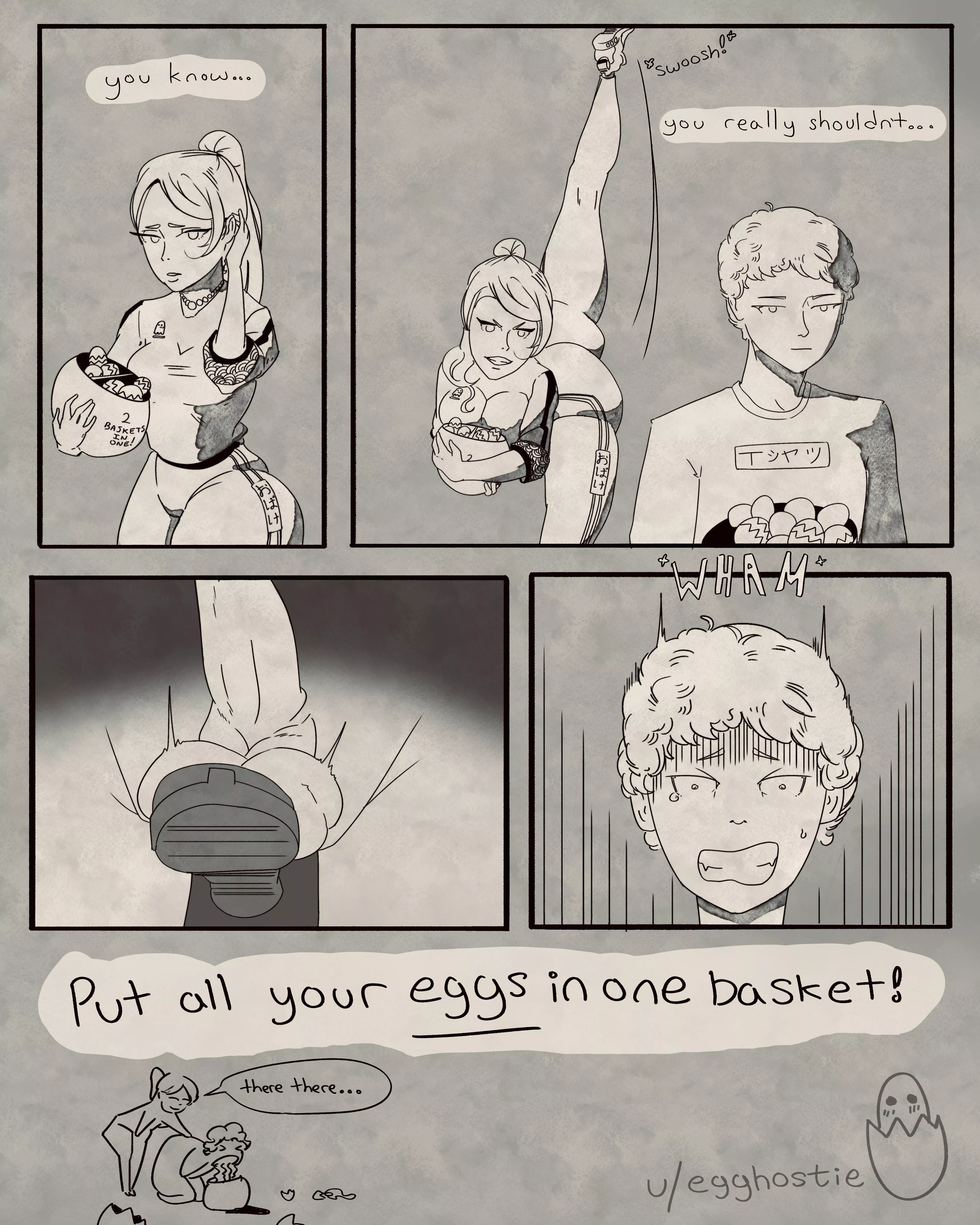 OC - Happy Easter, she found the eggs… and broke em! posted by egghostie