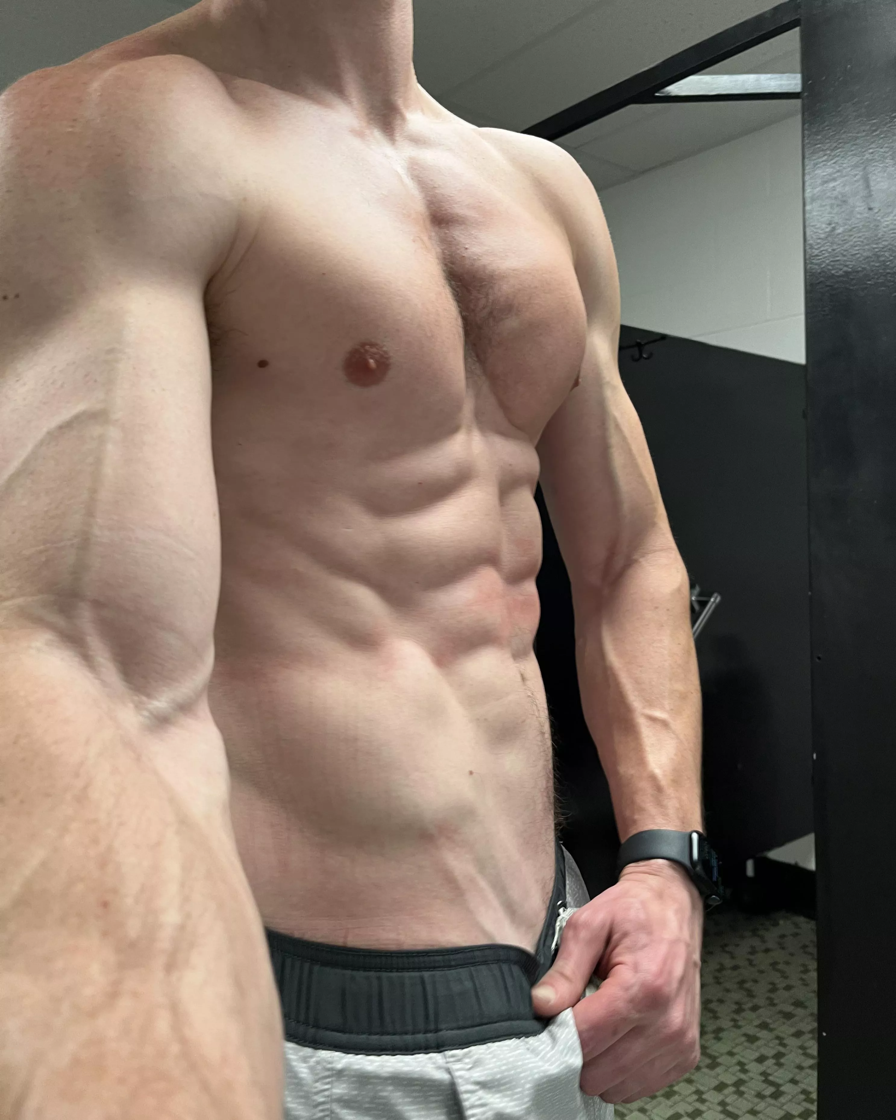 Pumped up after heavy deadlifts.  posted by Shred_and_Bread