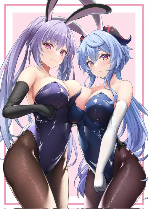 Bunny Ganyu & Keqing  by CheetahSperm18