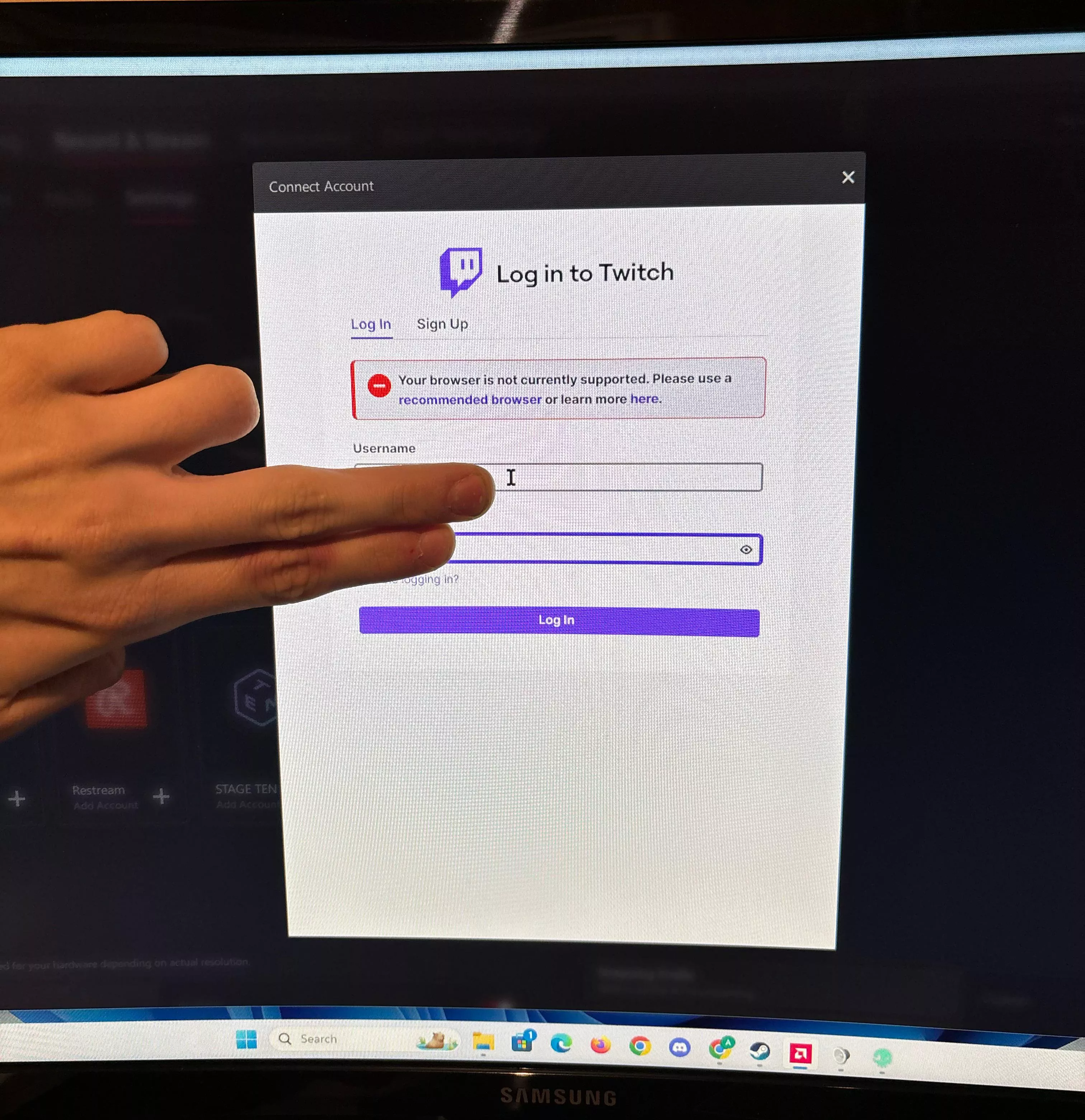 Trying to connect twitch to my software. posted by Aidfun