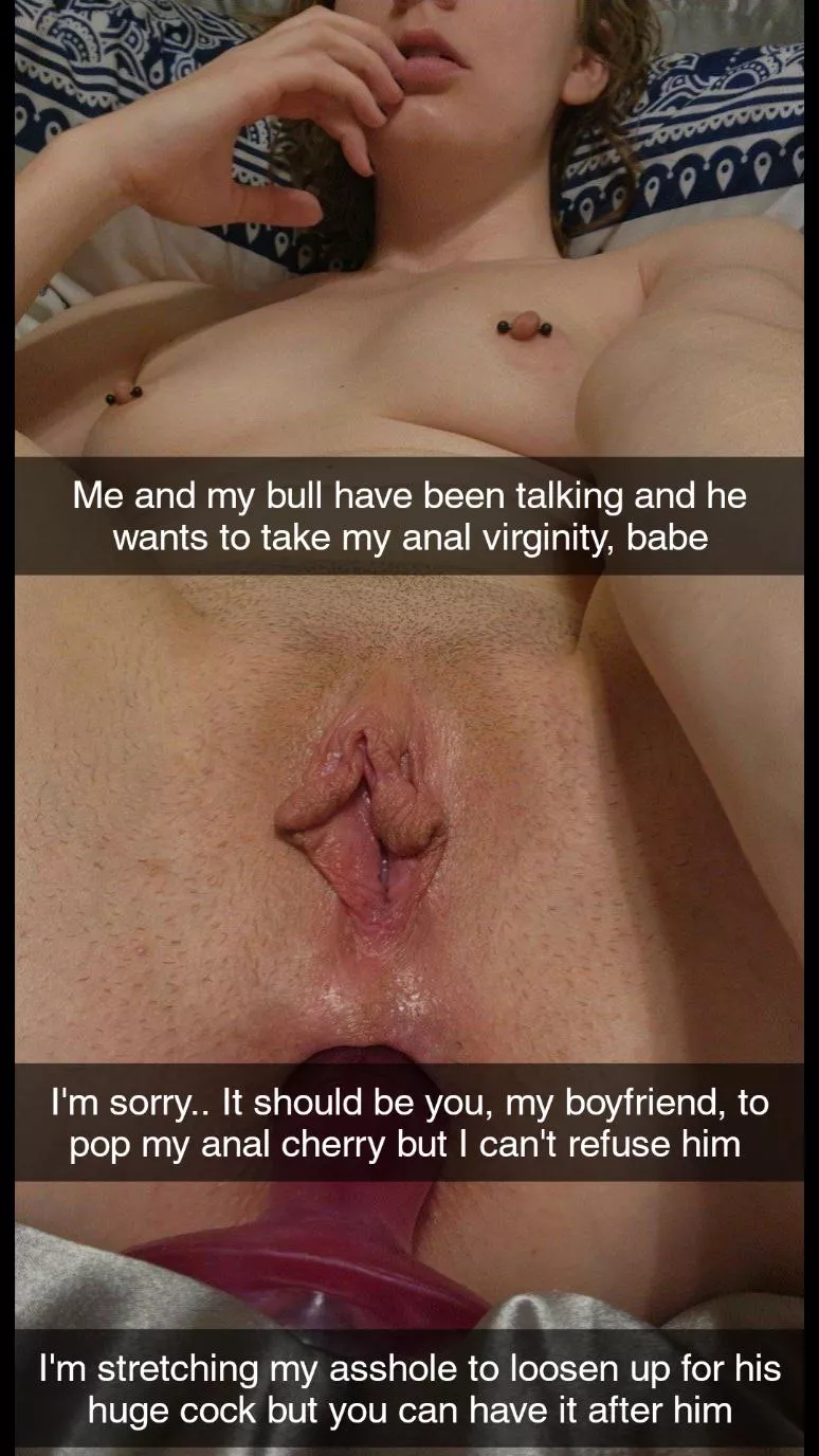 Her bull wants to take her anal virginity but you can't have her ass after him posted by Captionsforever
