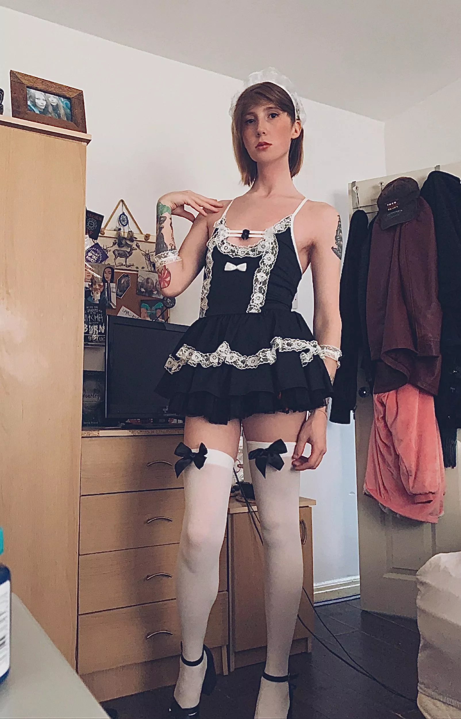 My ex girlfriend made me wear her maid outfit and pose for pics, I have to now do what she says would you like the story on how I got into this situation?  posted by Rednaxelaf