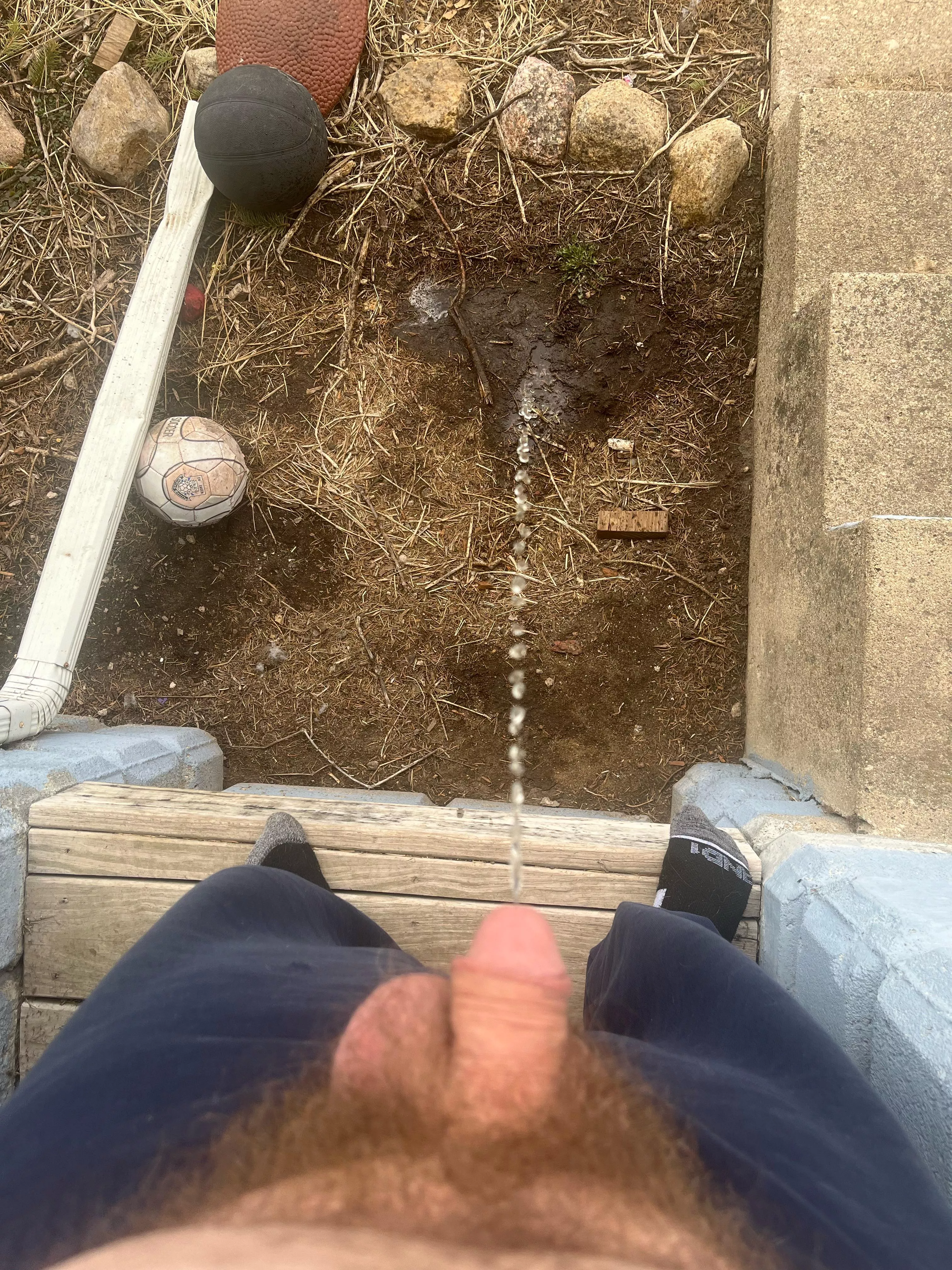 Peeing off the deck posted by green2581