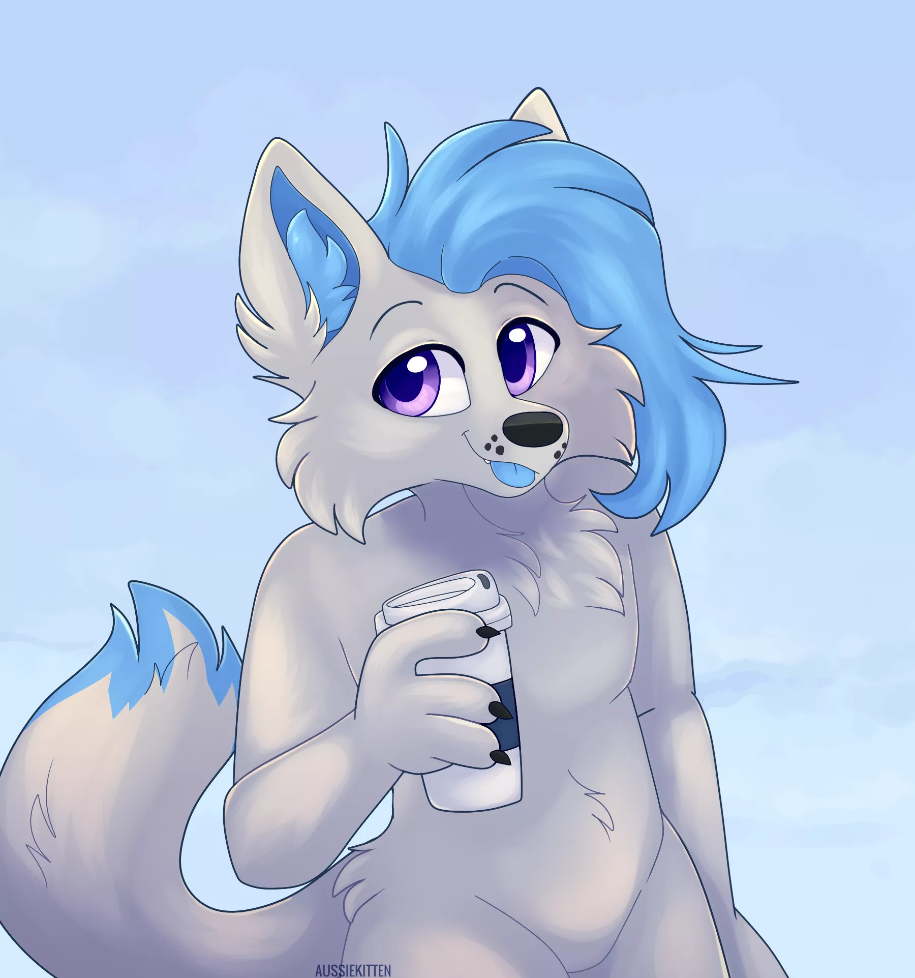 Such a comfy day to get a warm drink, don't ya think? 🐾 | [Comm for PawsTheFox_] posted by Aussie_Kitten_