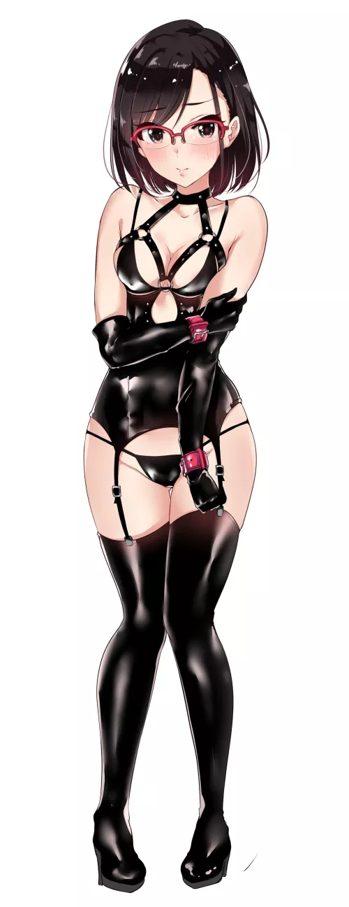 Wearing bondage outfits makes her nervous (Murabito C on Pixiv) [Artist's OC] by GunShip05