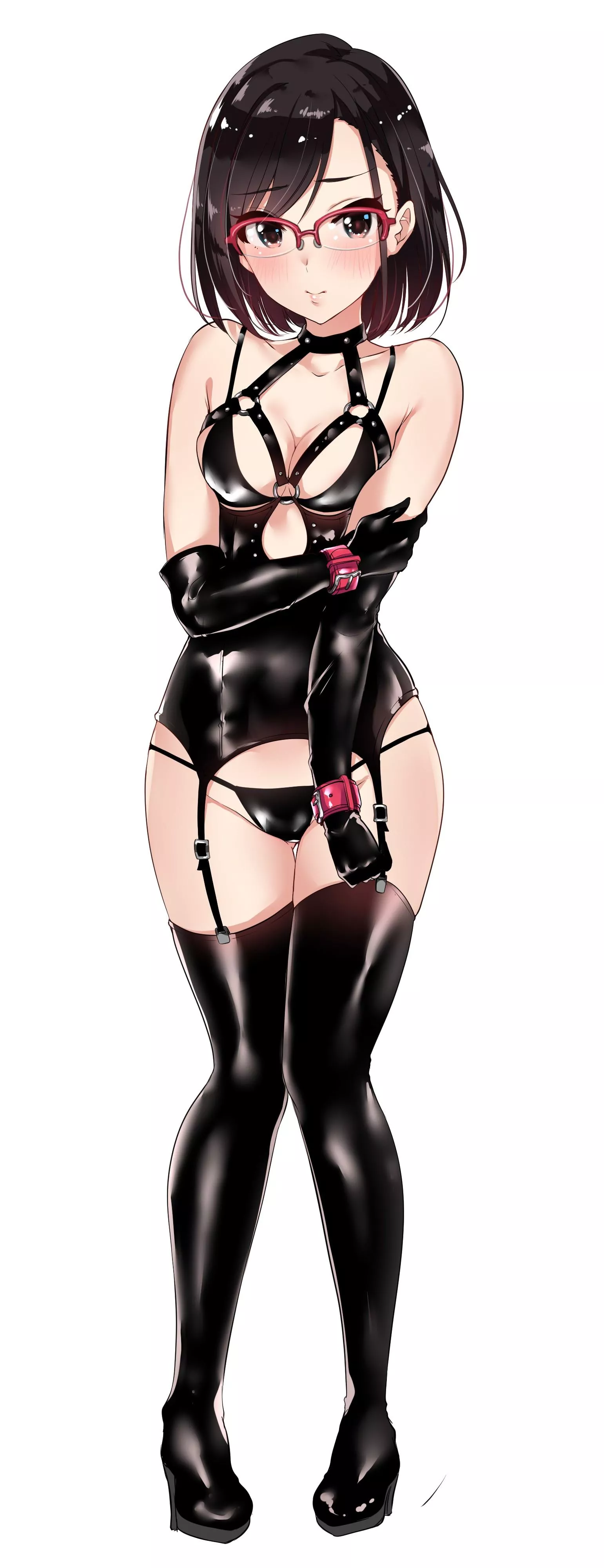 Wearing bondage outfits makes her nervous (Murabito C on Pixiv) [Artist's OC] posted by GunShip05