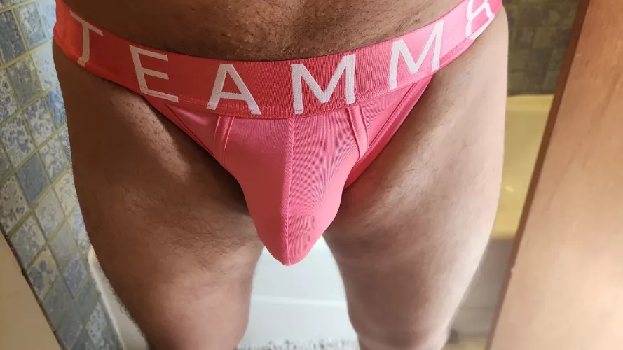 Wearing pink Teamm8 Brief  by SexxyRican81