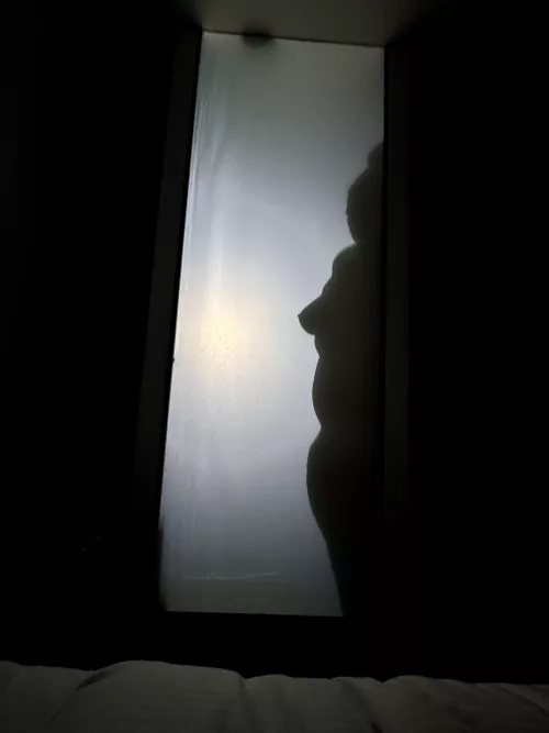 When the hotel bathroom provides for some shadow [F]un you just have to put in a show for Wilbur.  by MollyandWilbur