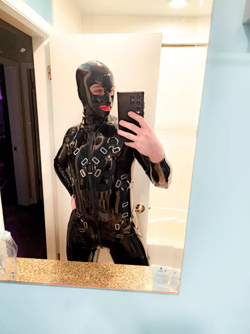 Feeling cute in my new latex harness! by __Bodysnatcher