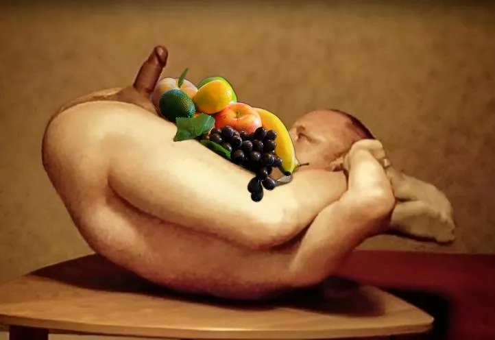 Folded up with my feet behind my head and used as a fruit bowl.. posted by ContortedOne