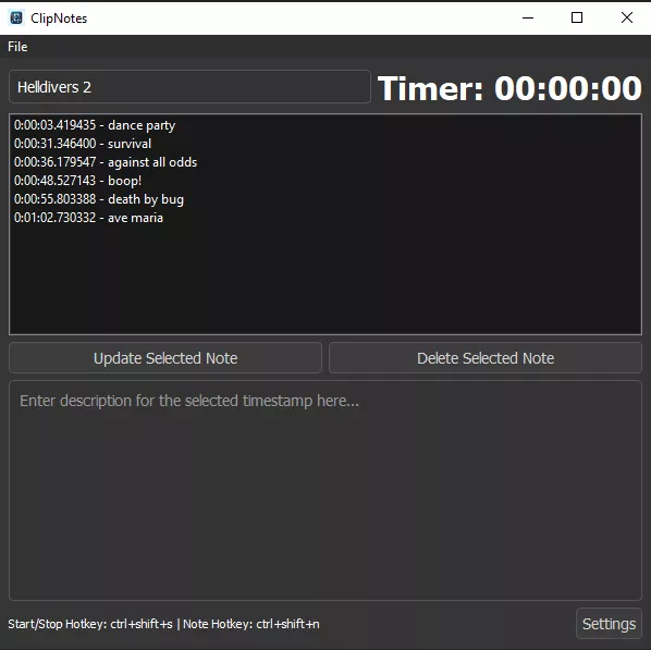 I made a simple tool for marking and annotating timestamps while recording or streaming! posted by Trigger1221