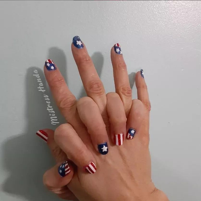 Red, White, and Blue. Hand painted. OC posted by MistressHANDA