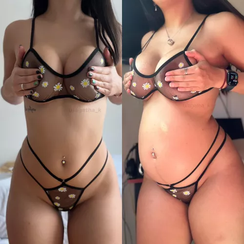 Slim vs 6 months pregnant, which one u like more?😈 by Agatha_k