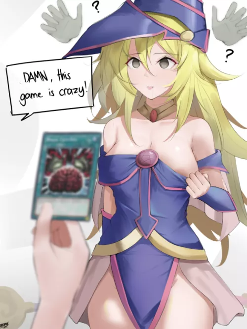 Sometimes a card is enough [Yu-gi-oh!, dark magician girl] (Artist: eroborne) by LeWolfi