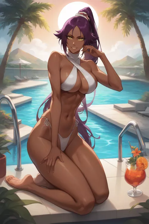 Yoruichi in the pool [ AI Generated ] by Glass-Cheesecake6230
