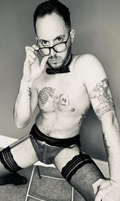 Classy with the bow tie, slutty with the stockings, ready to serve your every whim mistress by Upstairs-Egg-8922