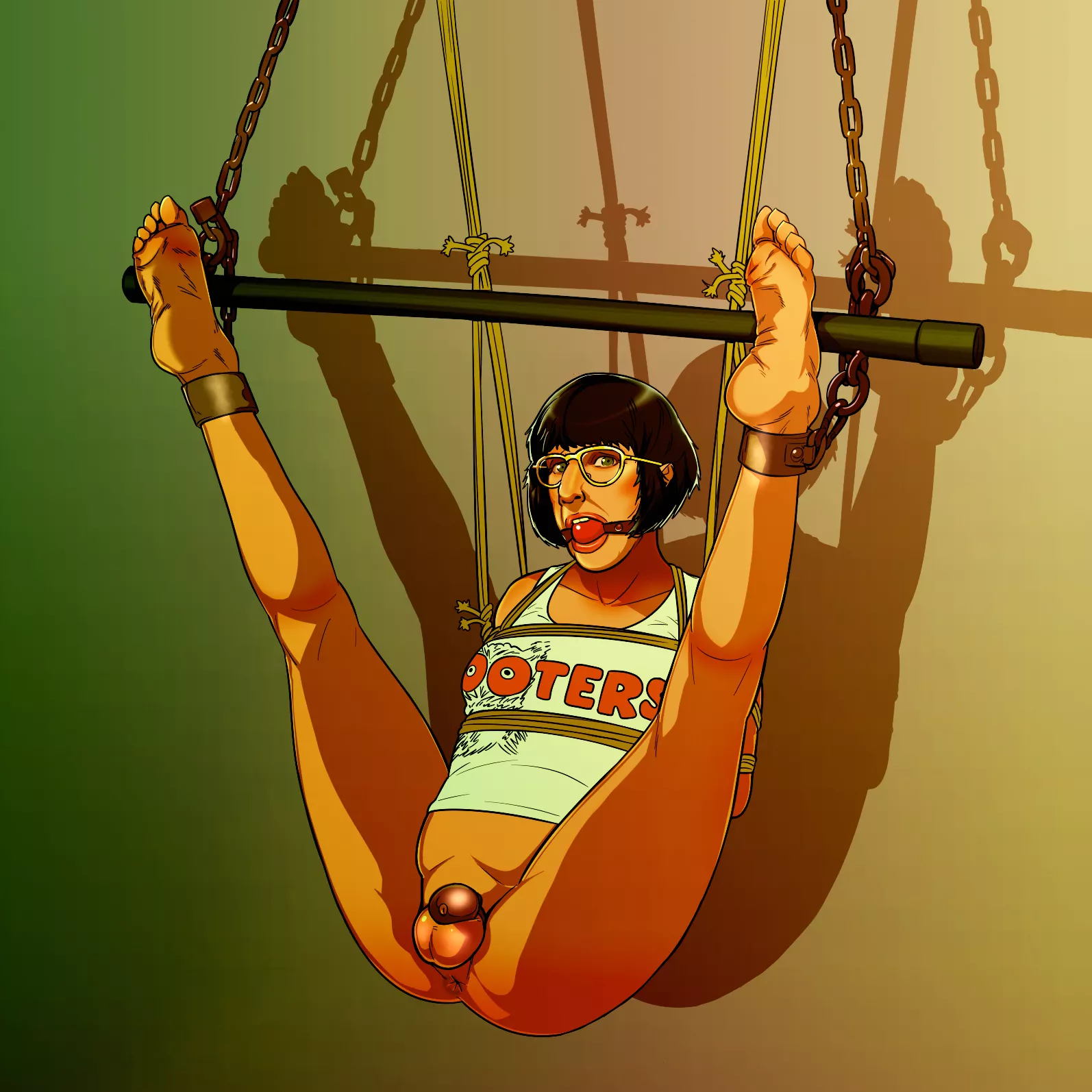 Feminized Hooters waitress locked and on display posted by subumu