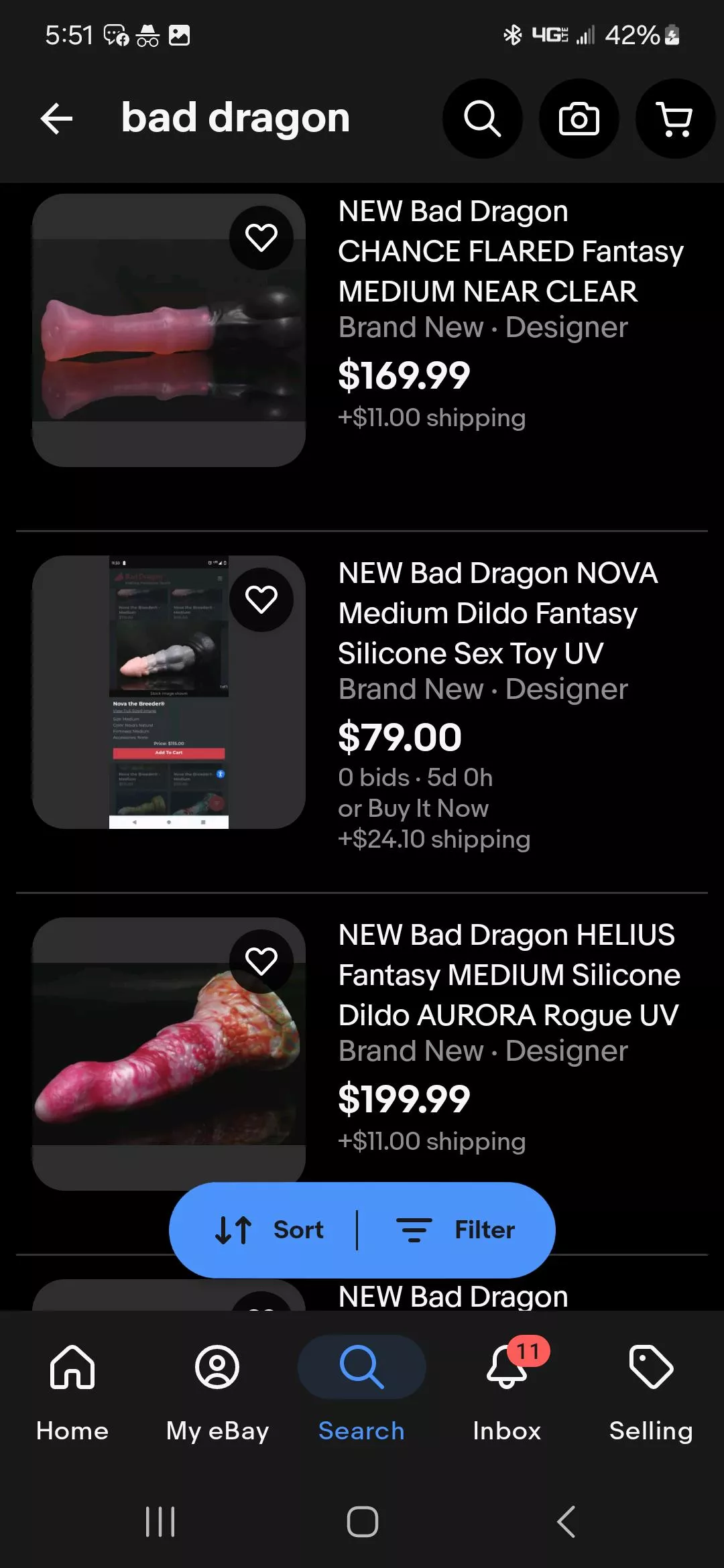 For shits and giggles I looked up Bad Dragon on ebay posted by LeeGeneral01