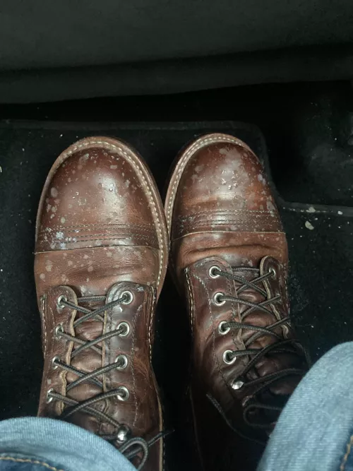 Help! White raining spots after using Red Wings leather cream on 8085 Iron Ranger by Condariano_D