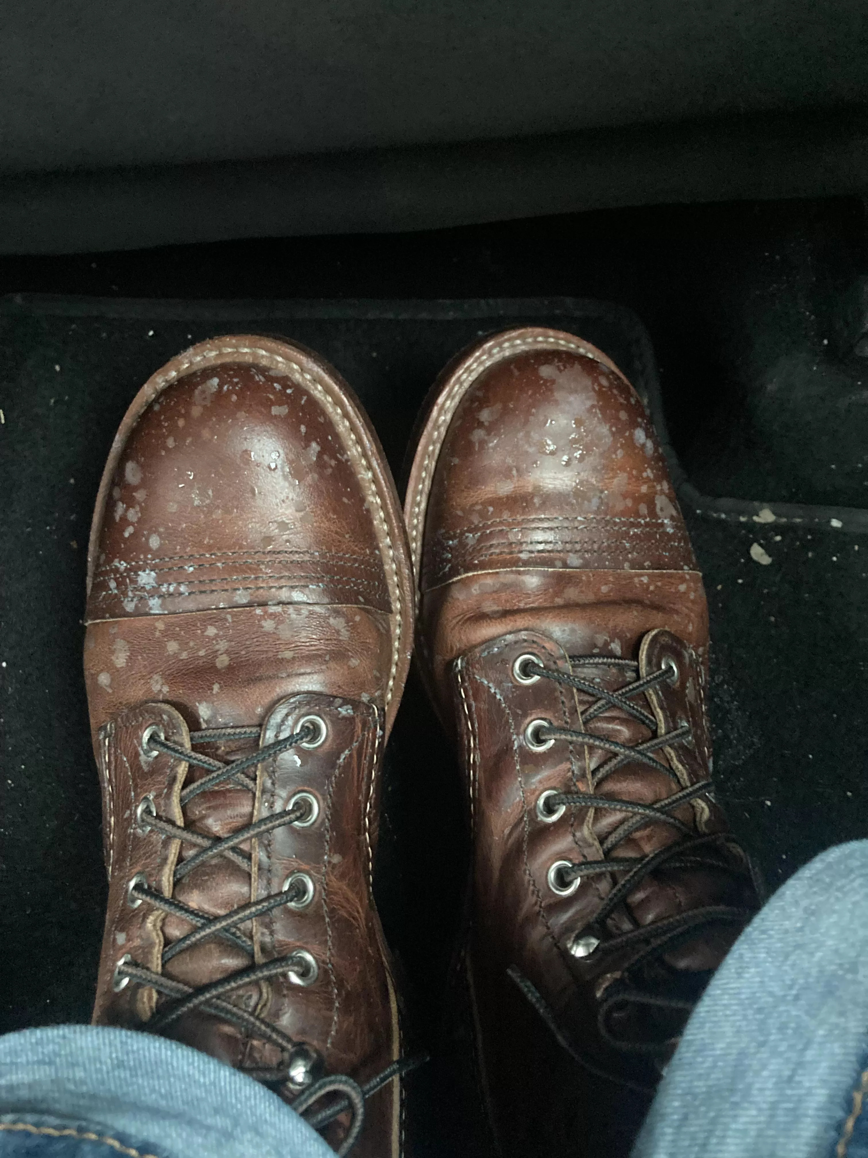 Help! White raining spots after using Red Wings leather cream on 8085 Iron Ranger posted by Condariano_D
