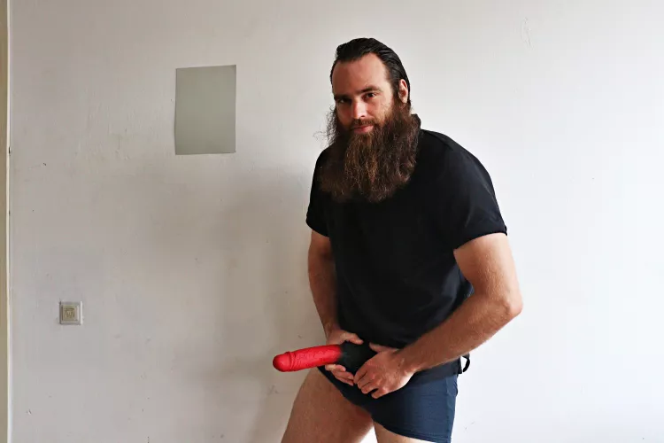 Me, while I'm holding a large dildo in front of me by Mysterious-Man1