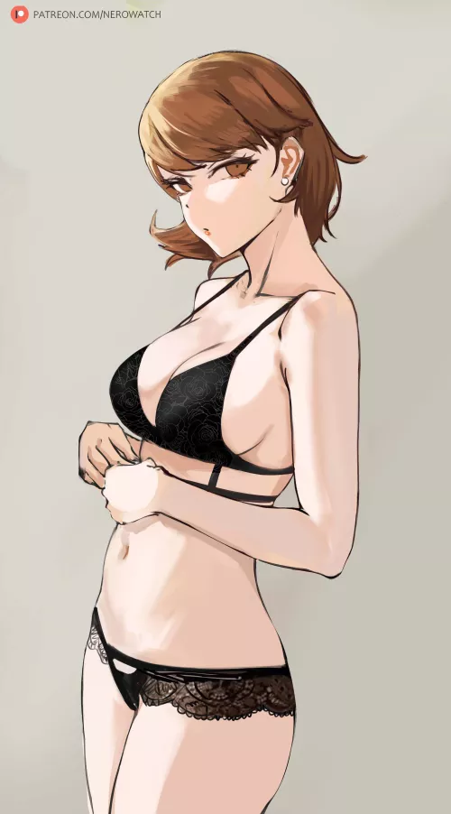 Yukari looks stunning in black lingerie (nero_watch) by BloodsoakedDespair