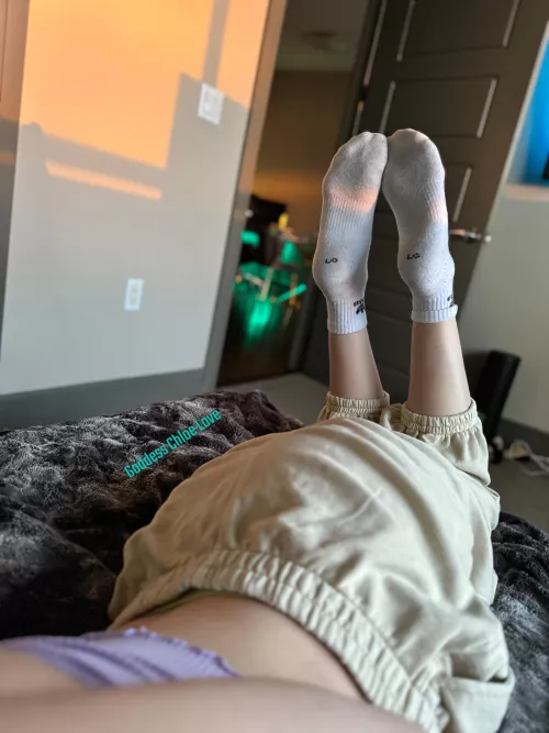 (F) the post while wearing gym socks. by Goddess_ChloeLove