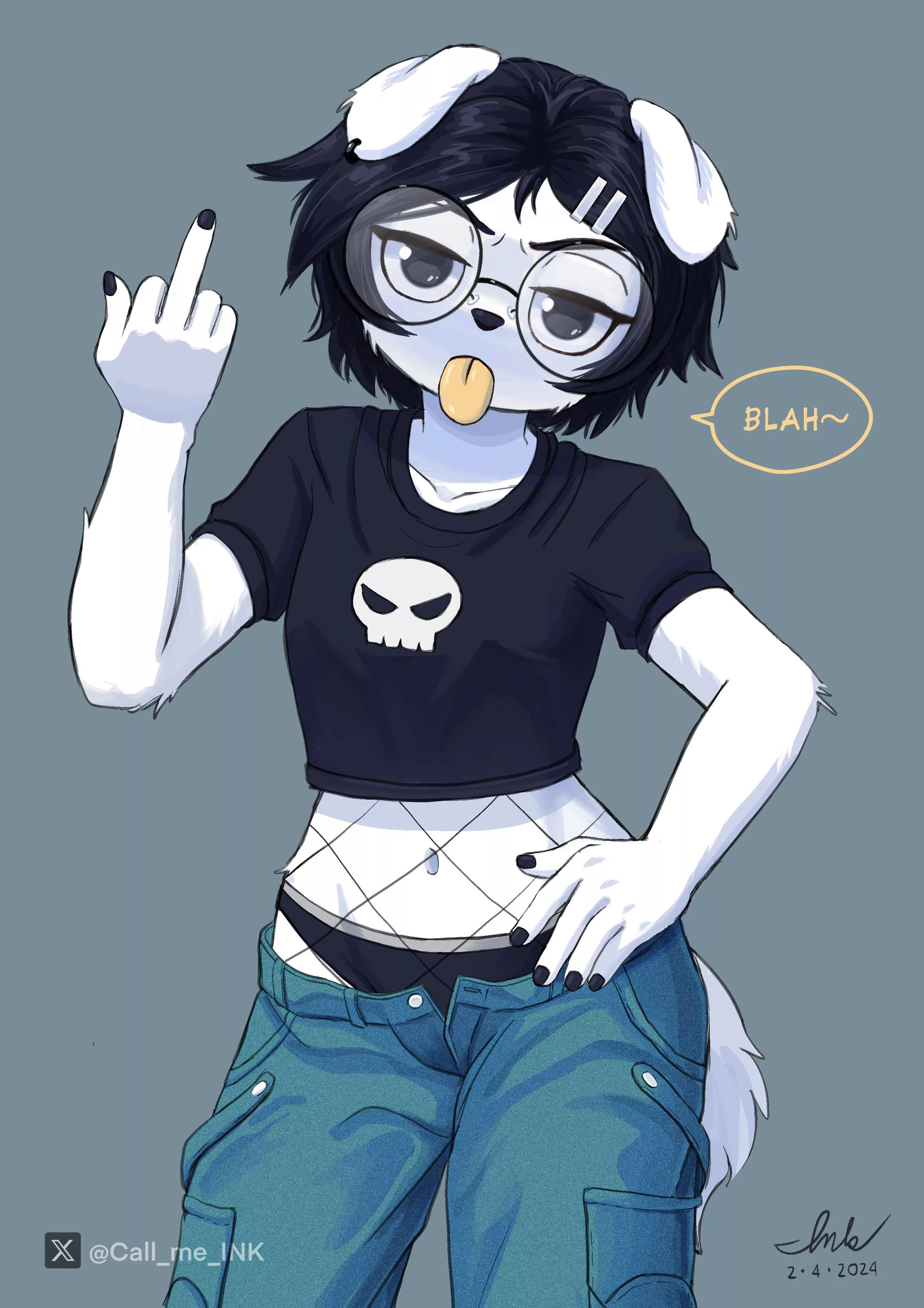 [Q] Blah~ (art by me) My new favorite dog girl🤍 posted by EricJeffurson