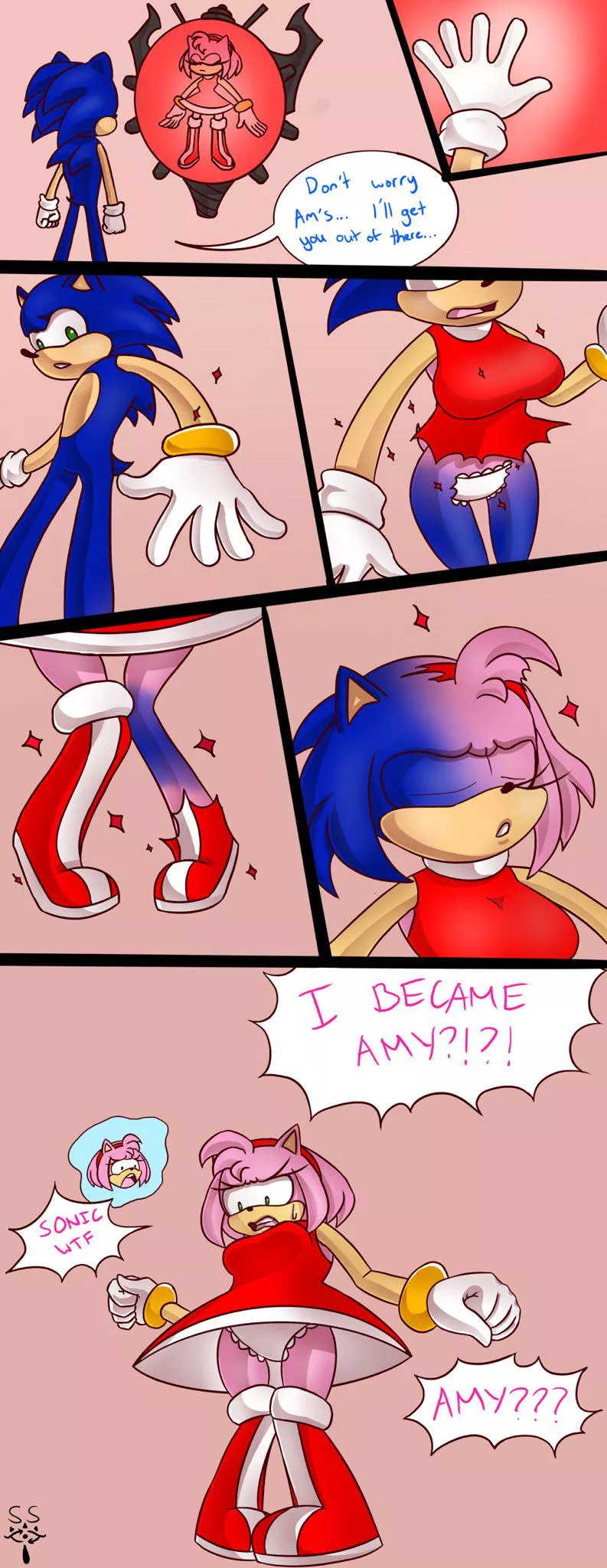 Sonic to Amy tf posted by sheikahswapper