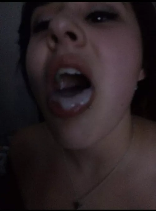 Storing allll your cum inside my mouth  by echological28