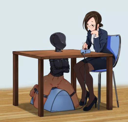 Arent you enjoying that treatment pet? Dont worry, dont try and speak, the mask will block it all off. Just sit and enjoy the pleasure. Once my work is finished I'll attend to you. Dont worry, I should be done in only 4 hours. (Eudetenis) by ohgodsomuchweirdporn