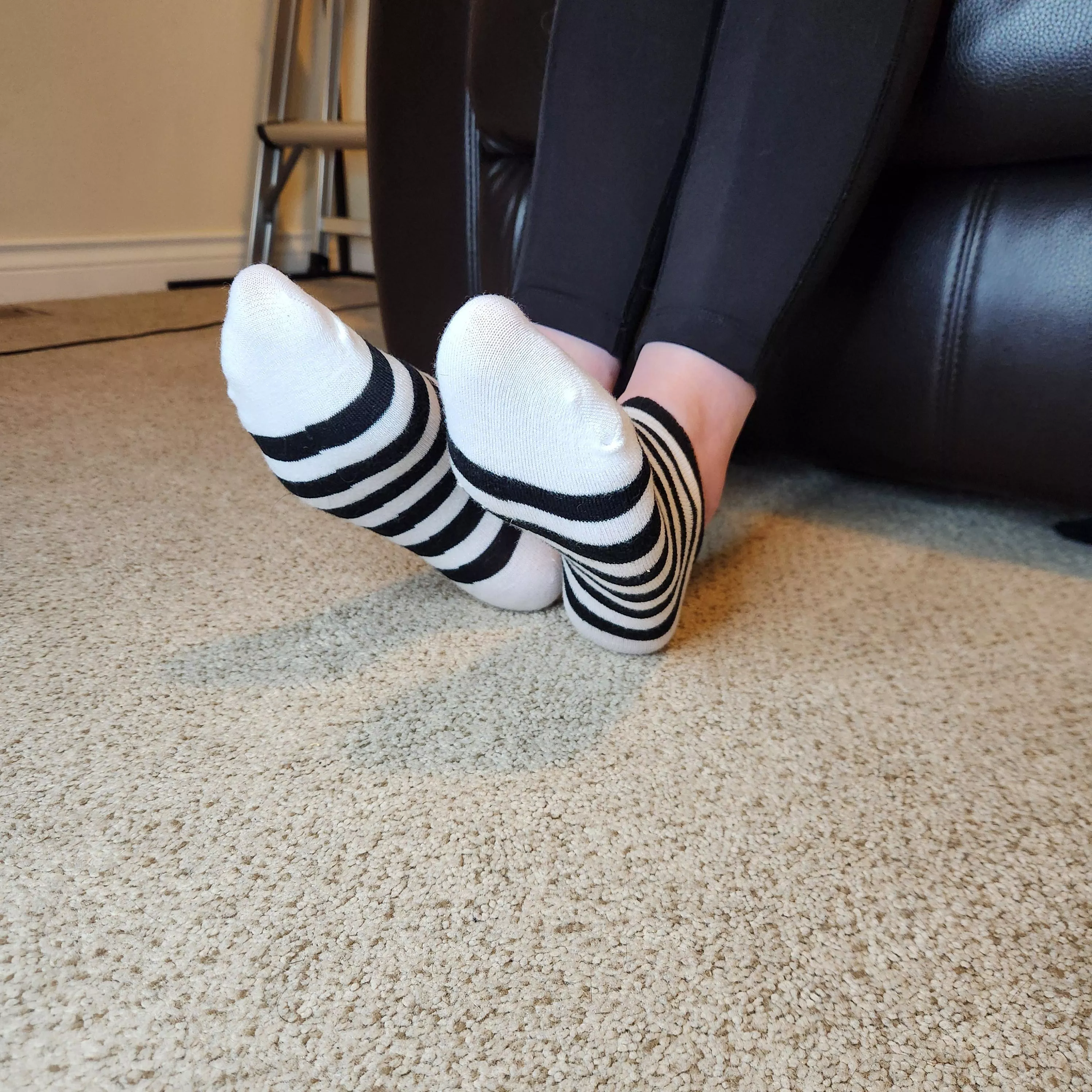 Changing it up with striped ankle socks, come on don't be shy, lean in a little closer posted by leggingsgirl15