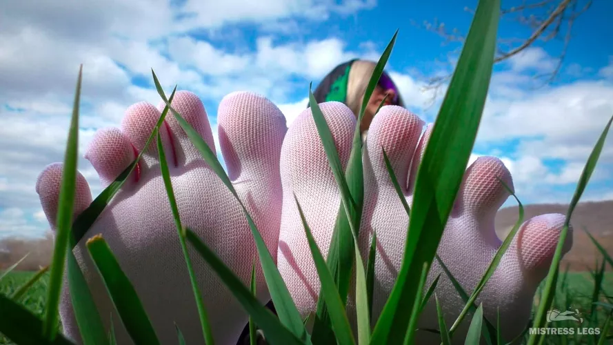 Enjoy my cute white socks feet in the grass by MistressLegs