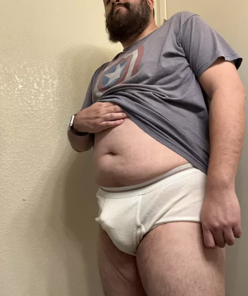 Hey fellas. Happy Tighty Whities Tuesday. Chat group Link 🔗 in bio if you are a bear and into tighty whites.  by NorCalBearCub