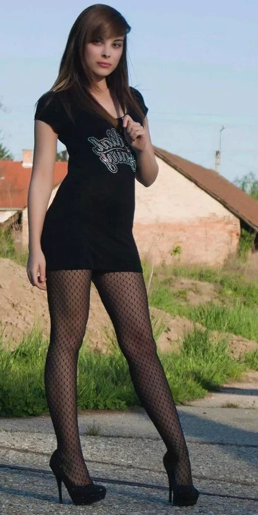 Sexy In black dress and tights  posted by Tough_Path8397