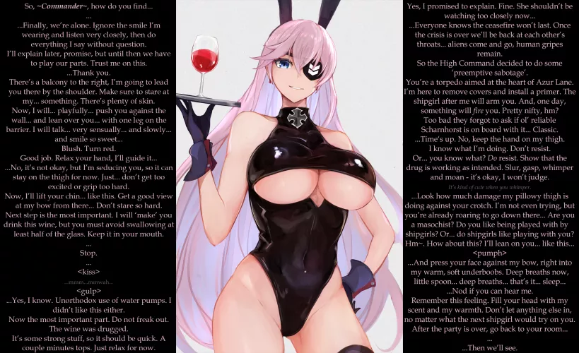 Straight Shooter [Azur Lane] [Scharnhorst] [Bunny Suit] [Tsundere] [Slight Femdom] [No Actual Sex] [Wholesome?] by Iwillnotusetheappthx