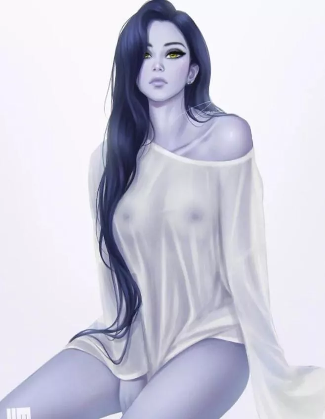 Widowmaker in a see trough shirt posted by Tymonialoman