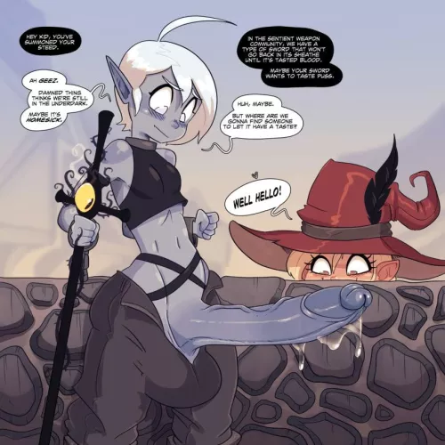 Eh? Oh hi miss dwarf! by cutest_drow