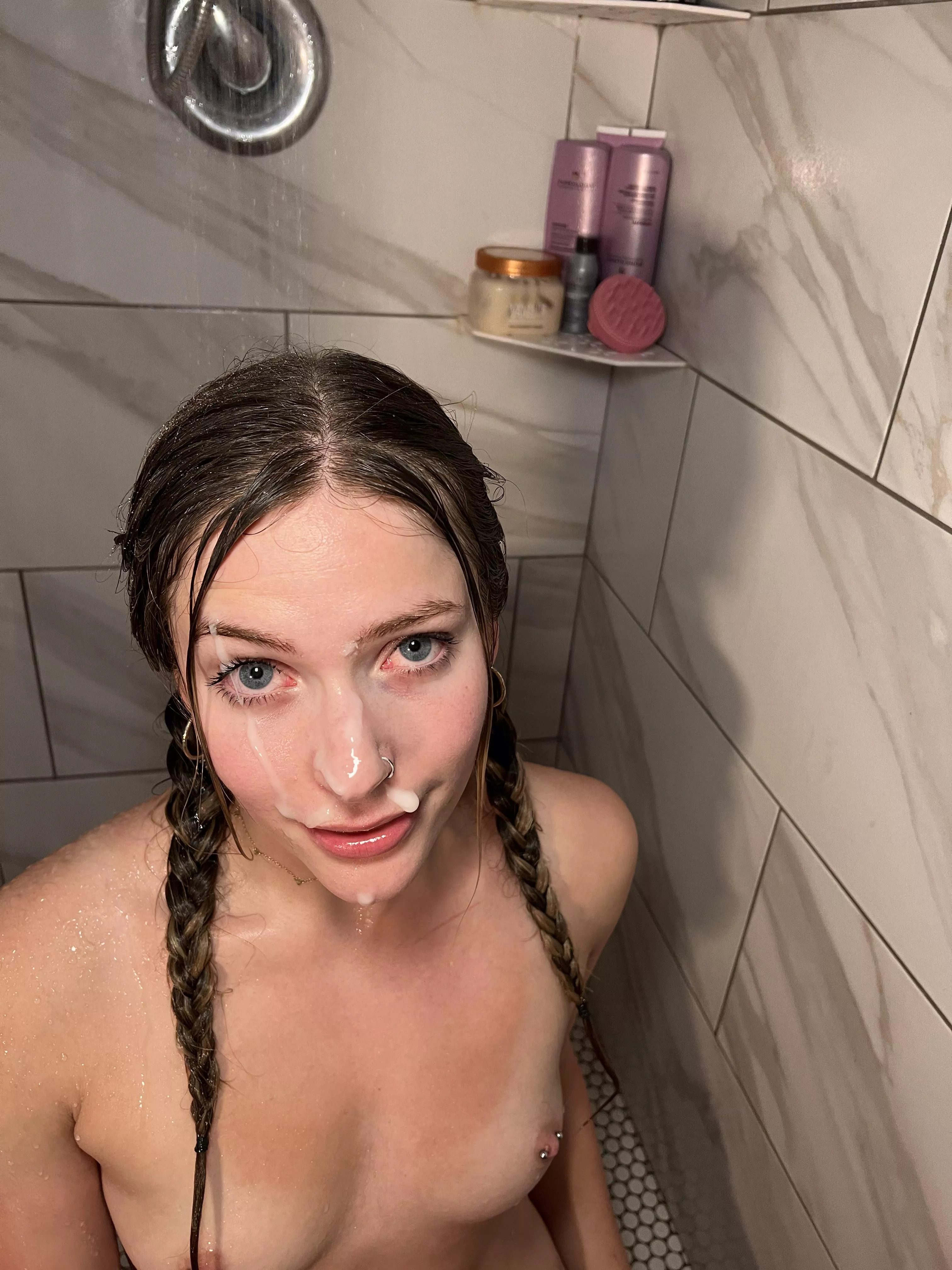 First facial in the shower and I’m ready for more posted by jessnjamez