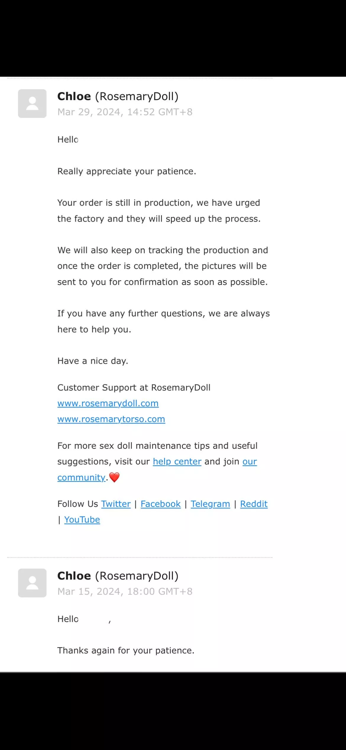 I have a Rosemarydoll concern… posted by CrazyUnicorns320