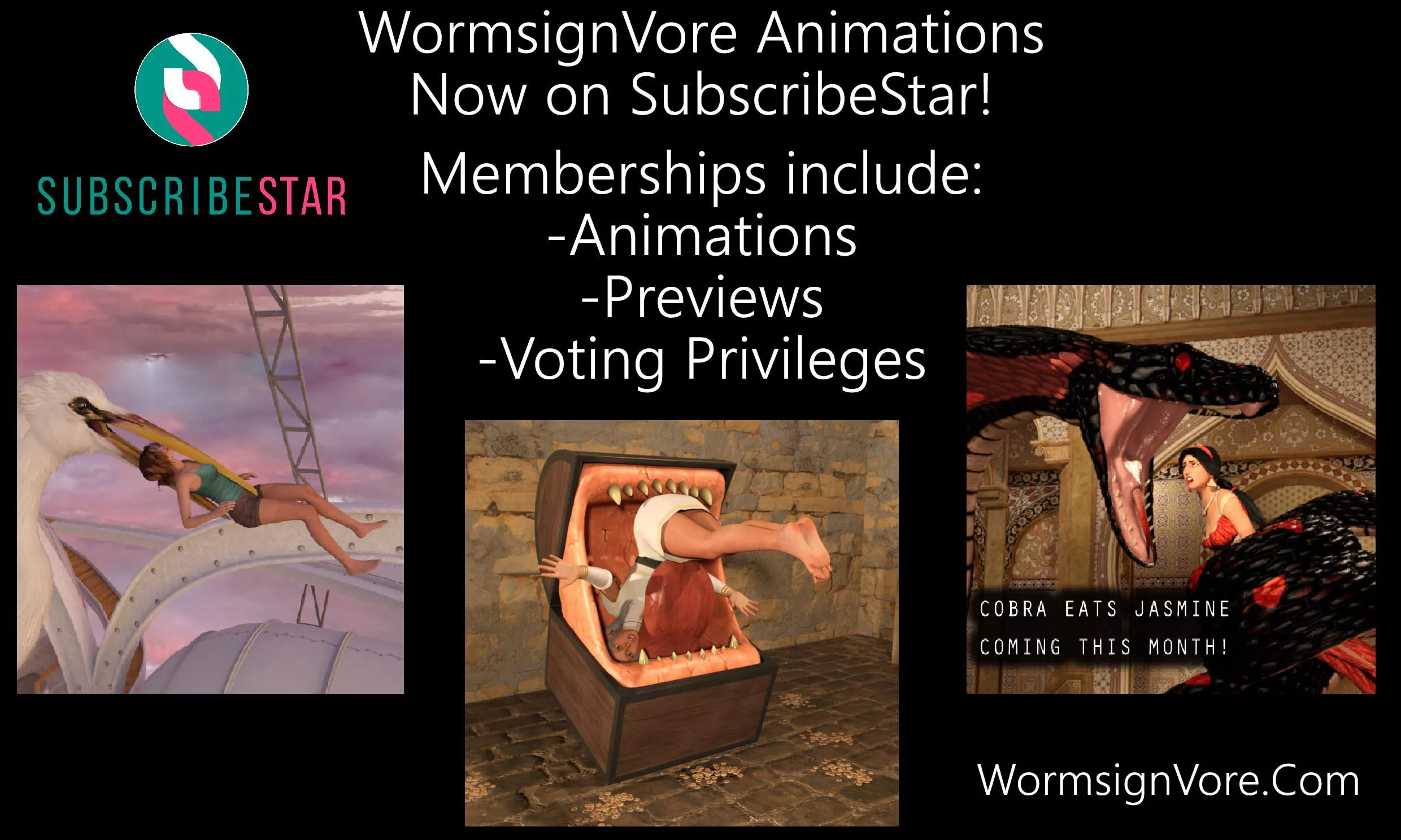 {Image} WormsignVore Animations MOVING to SubscribeStar! (?/Non-Human Preds)(F/Human)(Soft)(Oral)(unwilling)(nsfw)(OC: WormsignVore Animations) posted by WormsignVore
